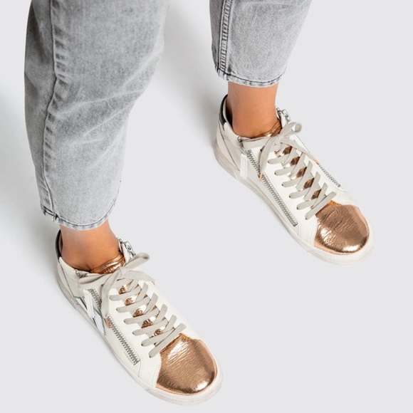 DOLCE VITA ZONYA COPPER AND WHITE LEATHER SNEAKERS SIZE 9 - Picture 2 of 14